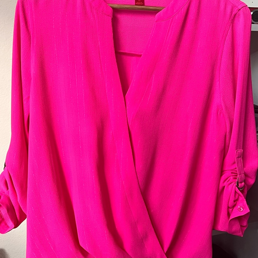 Hot pink blouse Crossed perfect for Barbie  showing